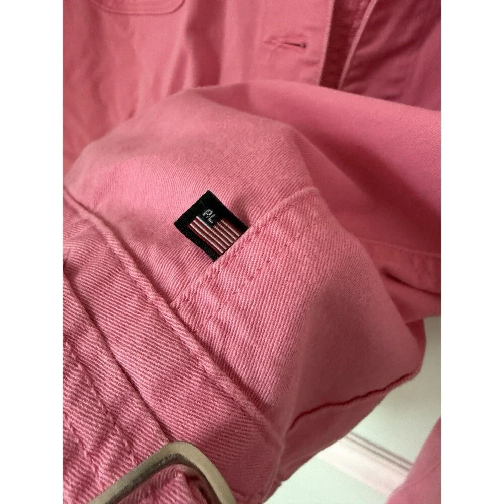 Ralph Lauren‎ Women's Pink  Denim Jean  Jacket Size XLarge  Vintage Trucker XL - Picture 4 of 6